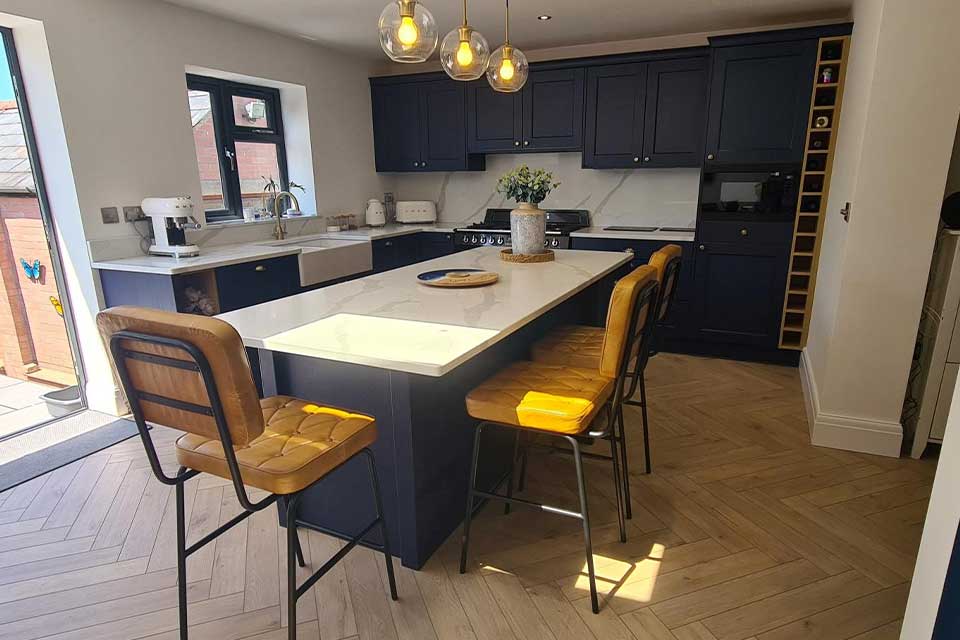 Blue Shaker Kitchen by Sigma 3 Kitchens in Cardiff
