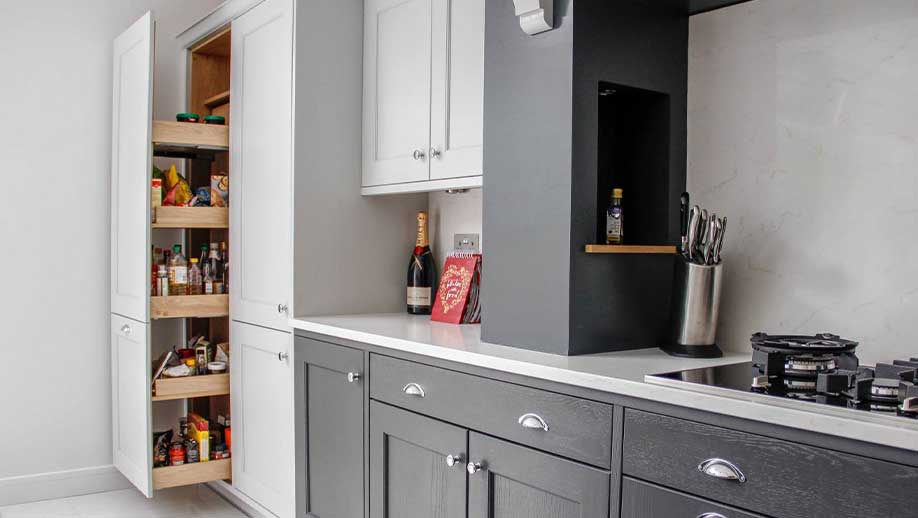 Pull out kitchen storage in a classic kitchen