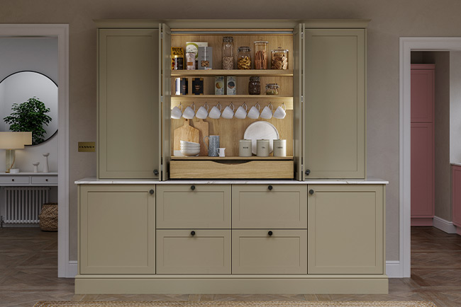 Beautifully clever internal storage - our kitchen dresser unit.