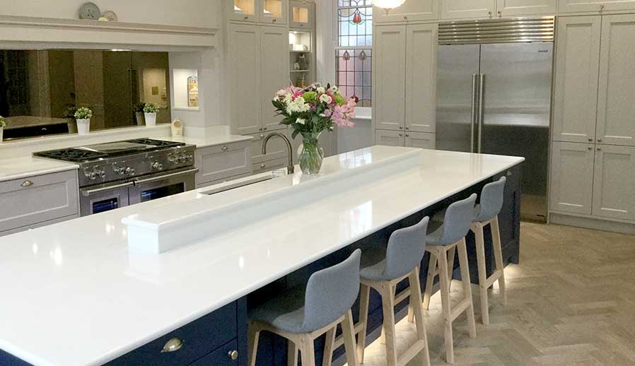 Classic shaker kitchen with kitchen island in Cardiff