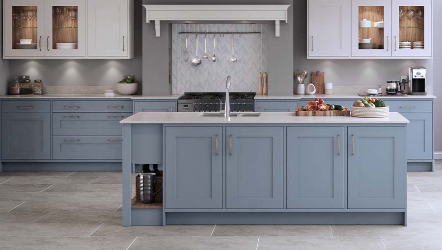 Calming blue shaker kitchen 