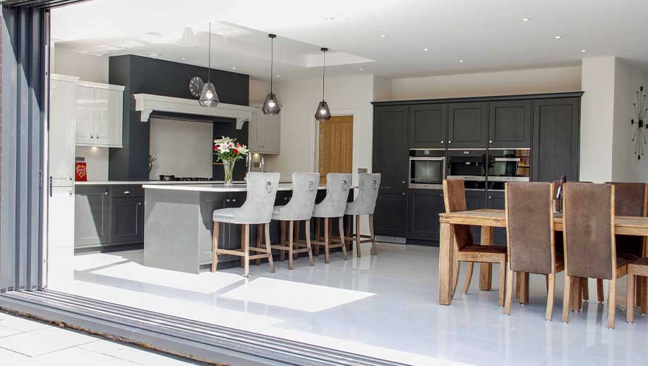 A classic shaker kitchen in dark grey