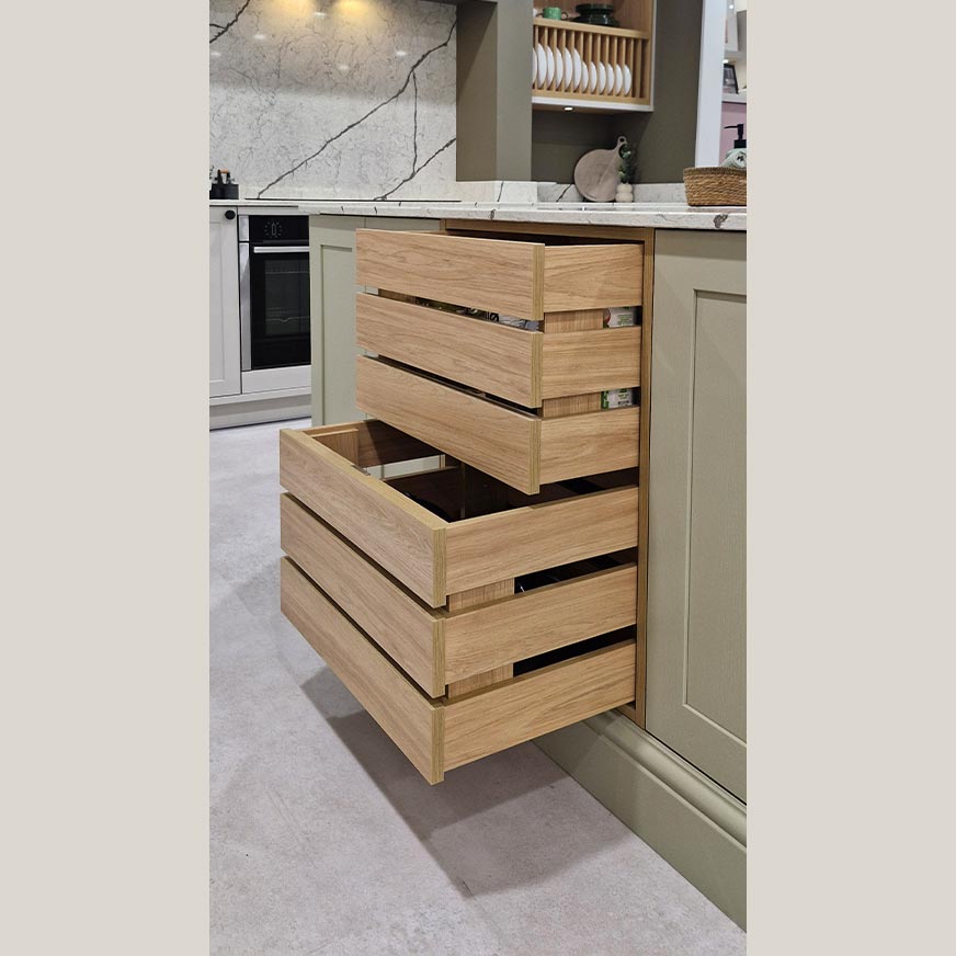Crate drawers and larders by Sigma 3 Kitchens