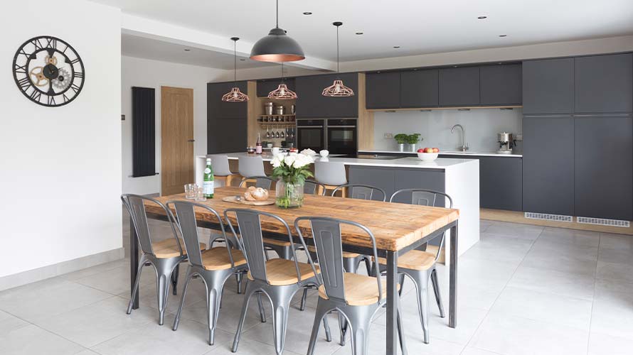Stylish handleless kitchen with kitchen island in Cardiff