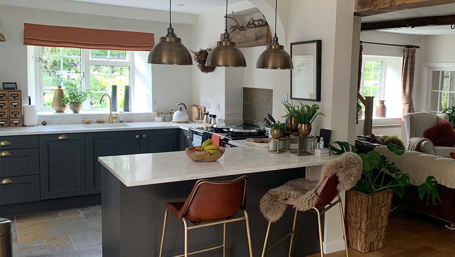 A dark grey shaker kitchen in Abergavenny