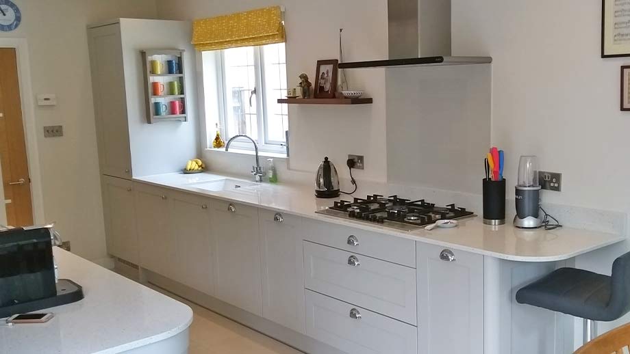 Galley shaker kitchen in grey in Surrey