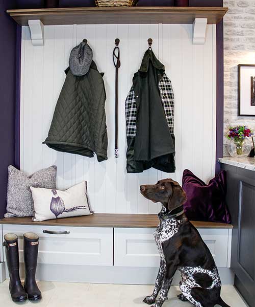 Beautiful boot room in a shaker kitchen