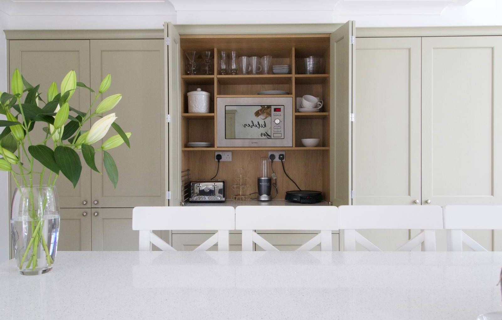 Shaker kitchen featuring kitchen pantry