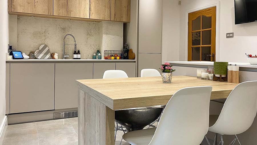 Breakfast bar seating in a modern kitchen