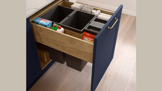 Small kitchen integrated bin