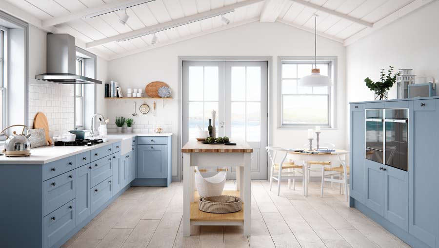 Calming blue shaker kitchen