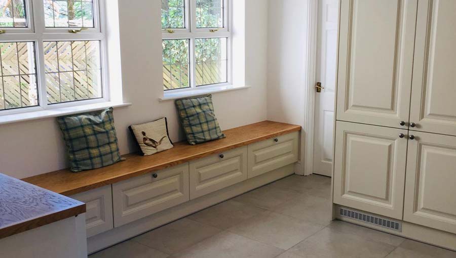 Window seating in a classic kitchen