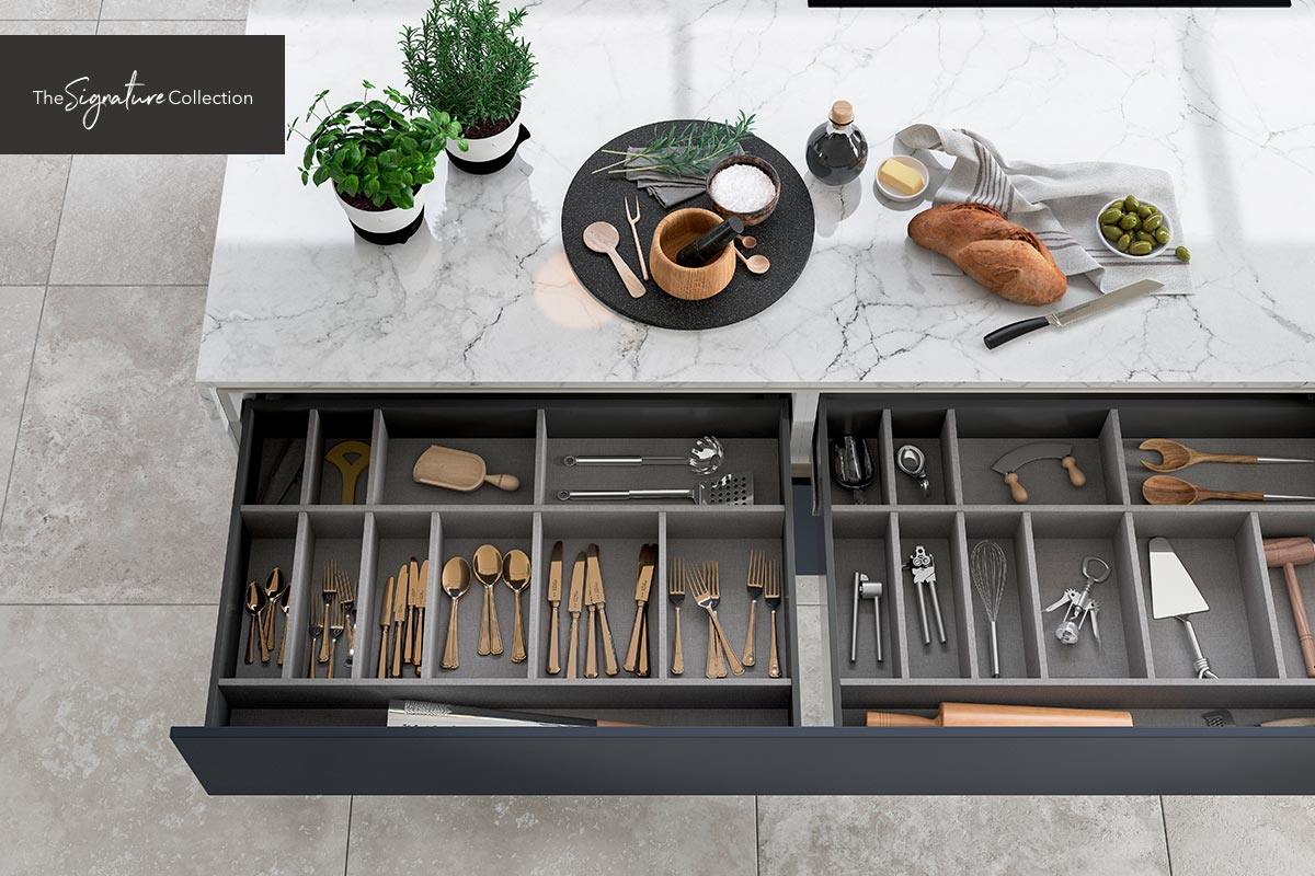 Luxury kitchen storage - Our widest kitchen drawers.