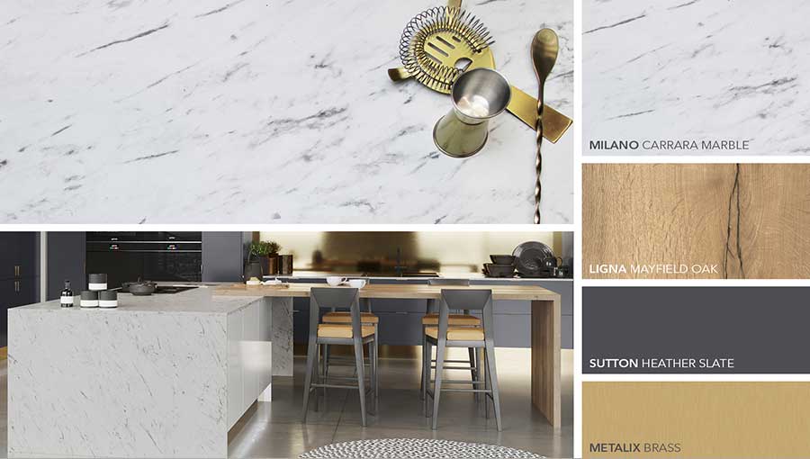 Luxury laminate kitchen worktops with marble finish