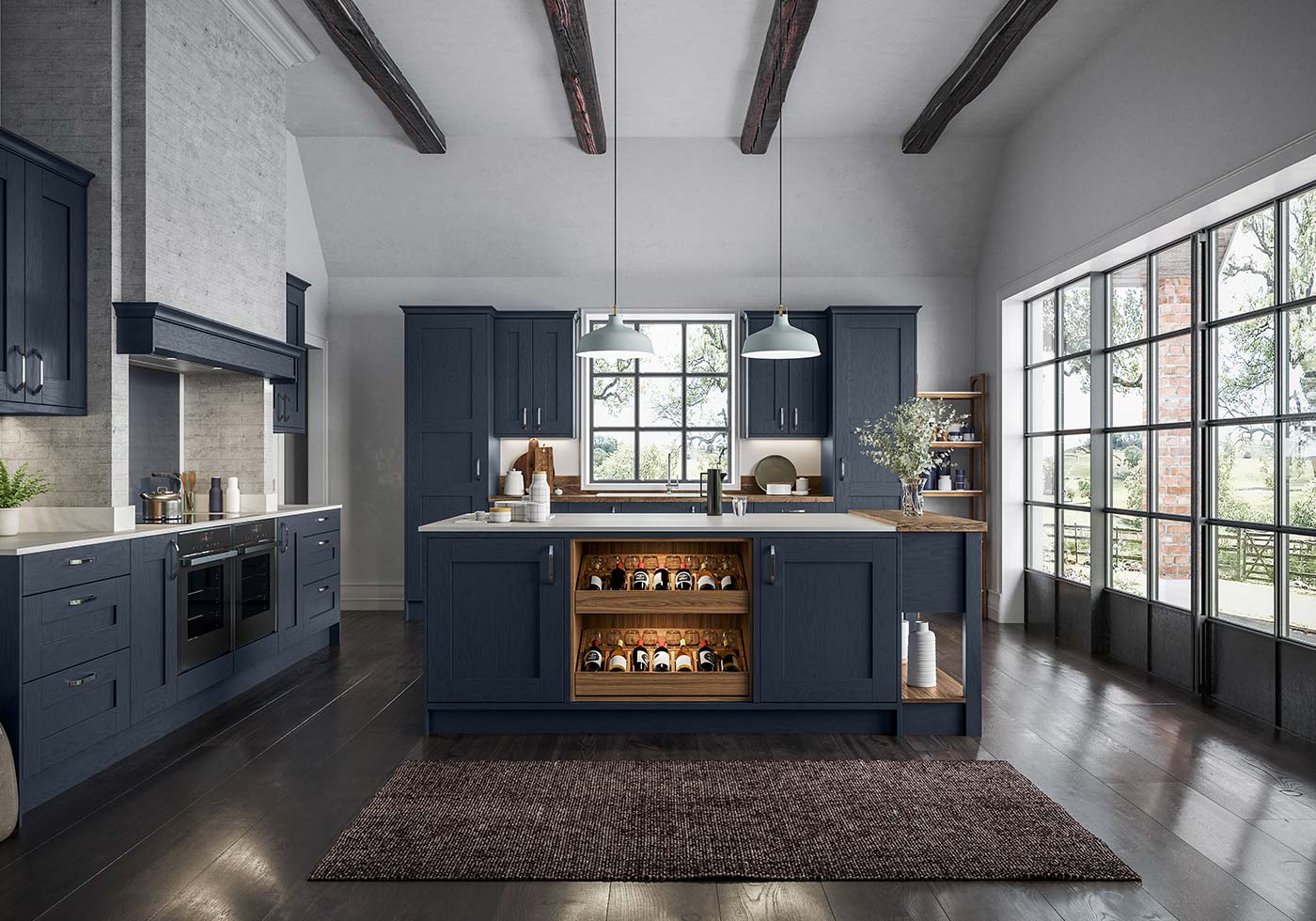 WImbourne blue shaker kitchen