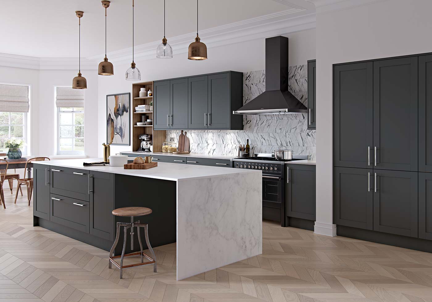 Dark grey shaker kitchen