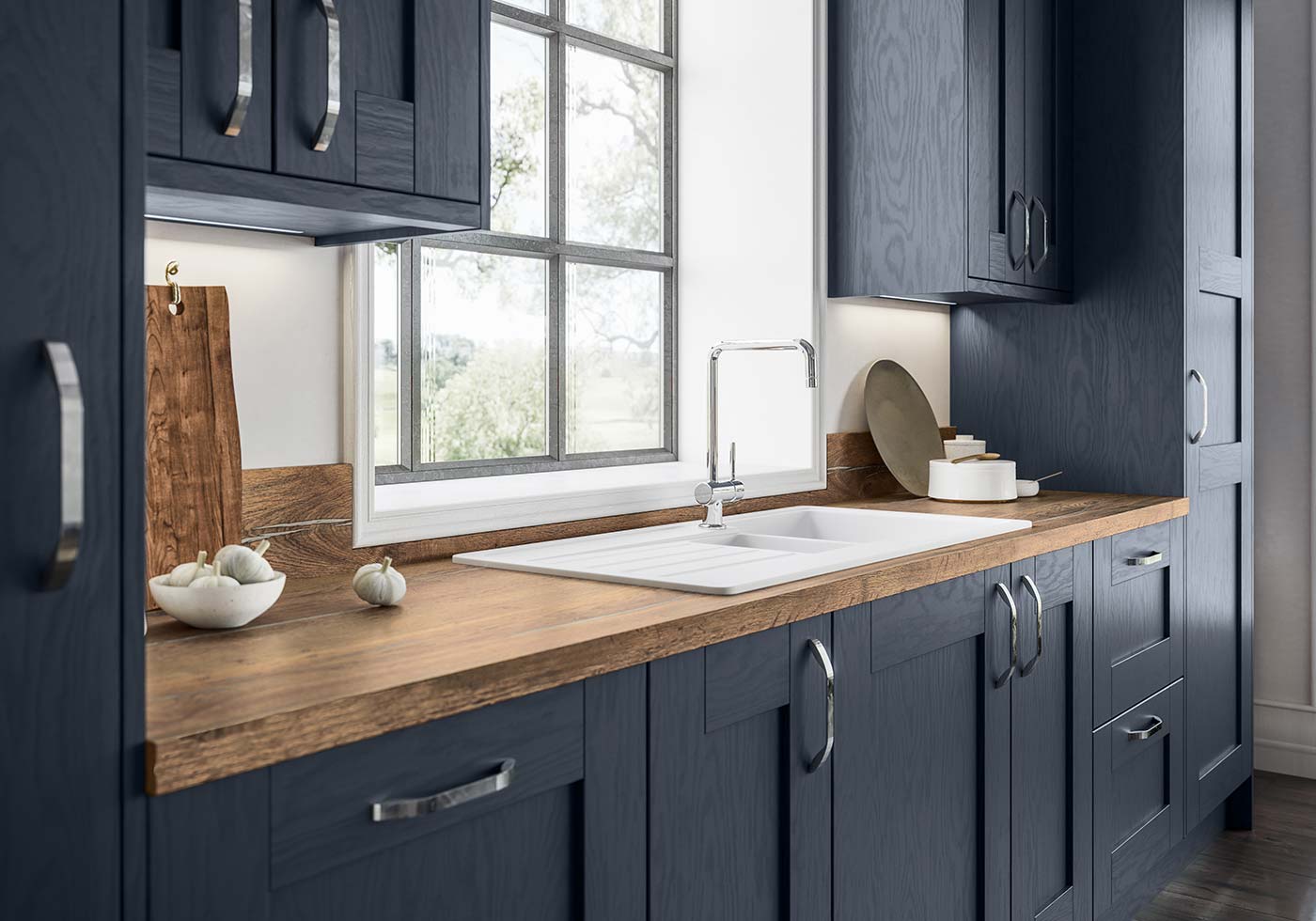 Dark blue kitchen