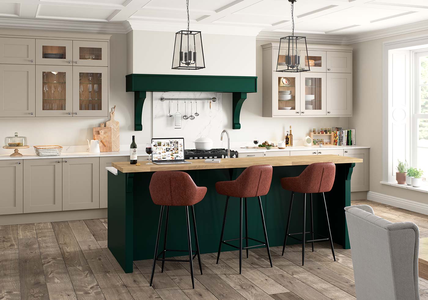 Marlborough green shaker kitchen