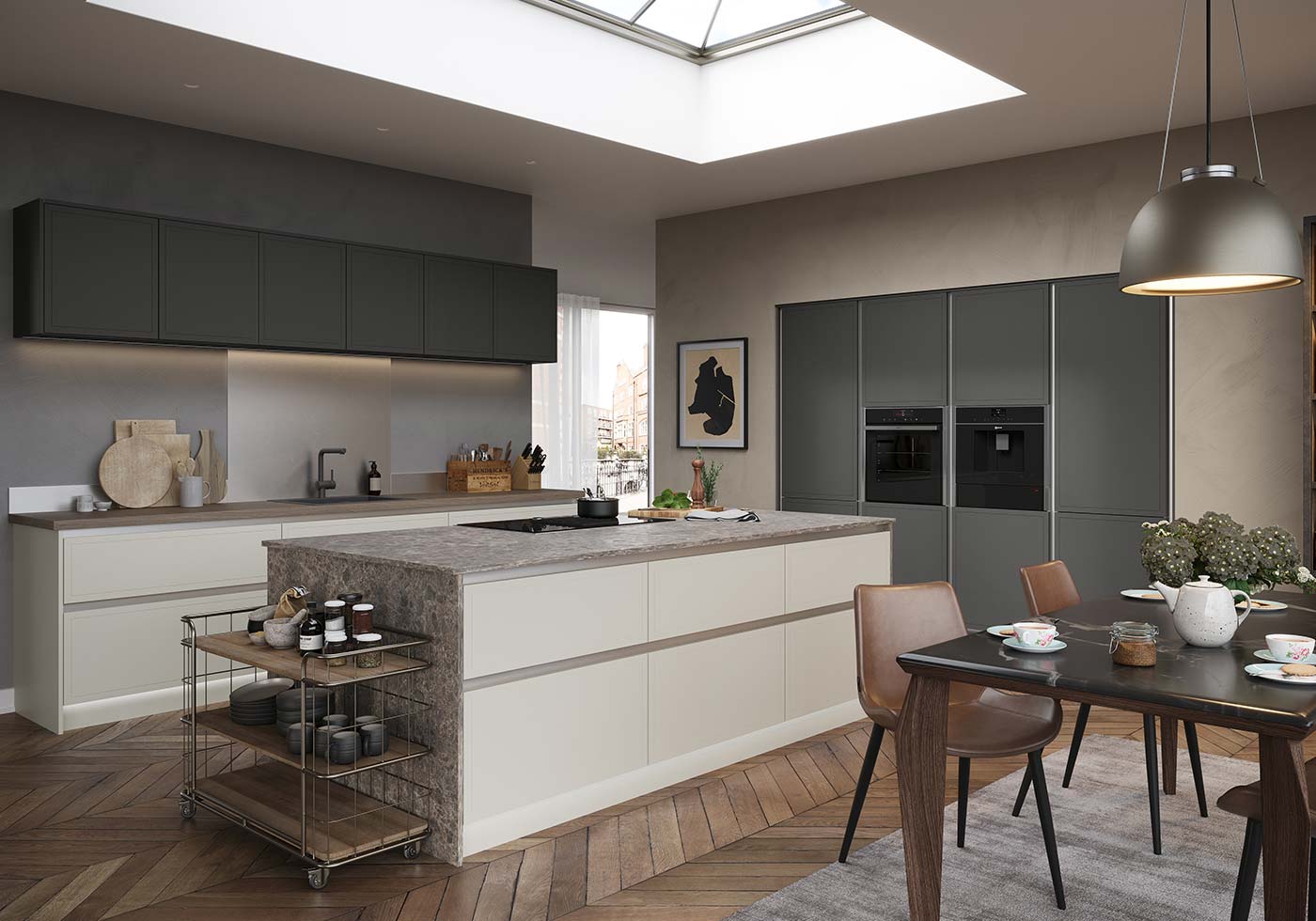 Grey handleless kitchen