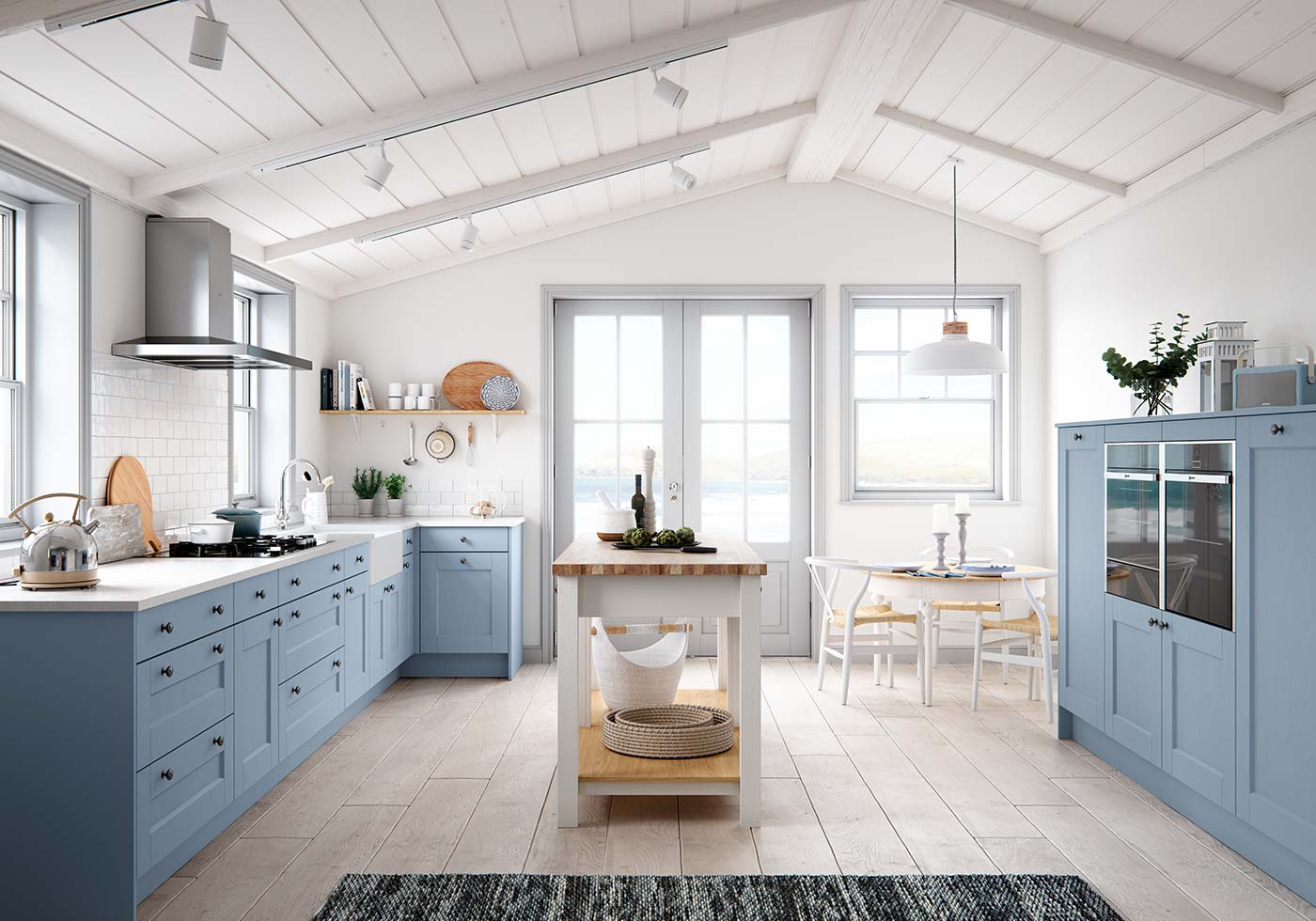 Blue painted kitchen