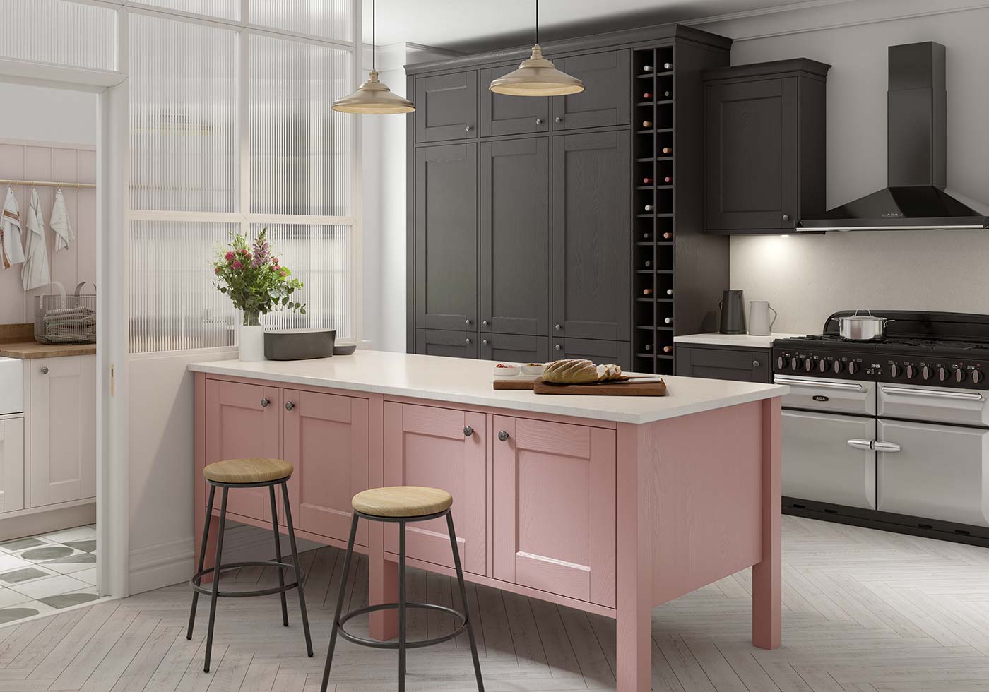 Classic pink kitchen