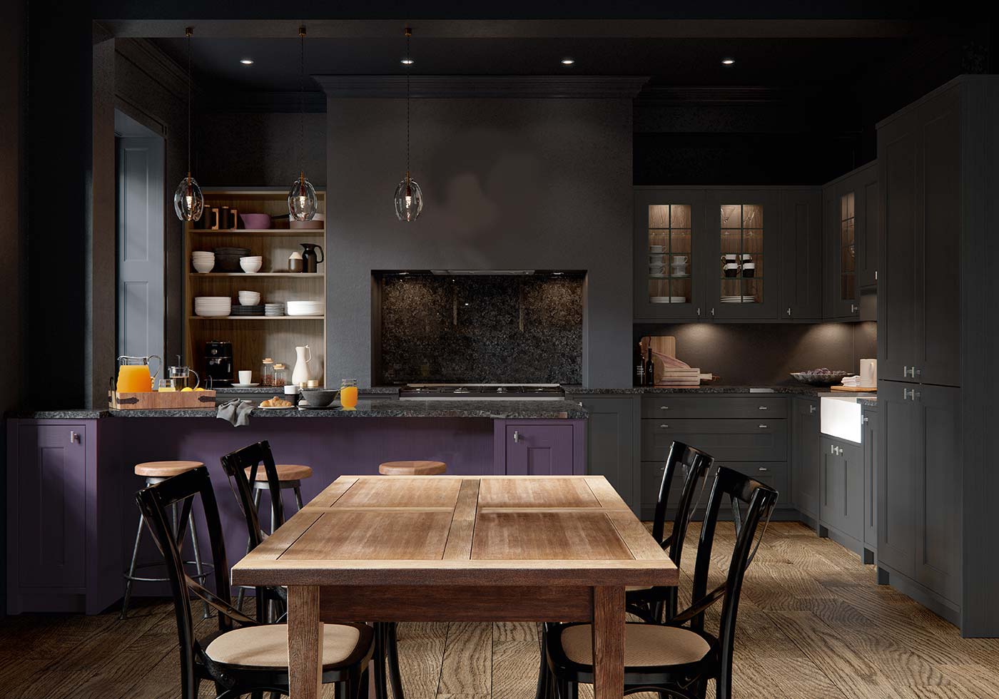 Dark purple kitchen