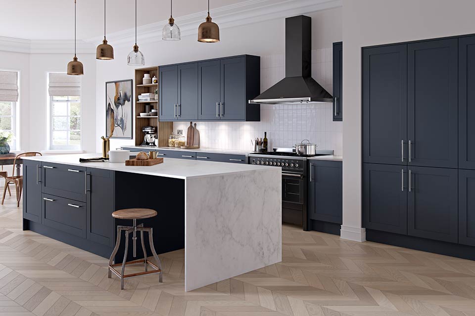 Padstow Dark Blue Shaker Kitchen