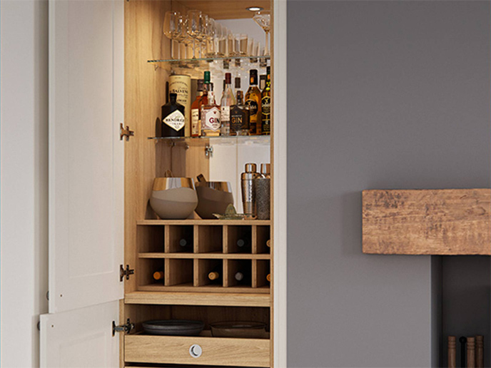 Beautiful drinks storage in an open plan space