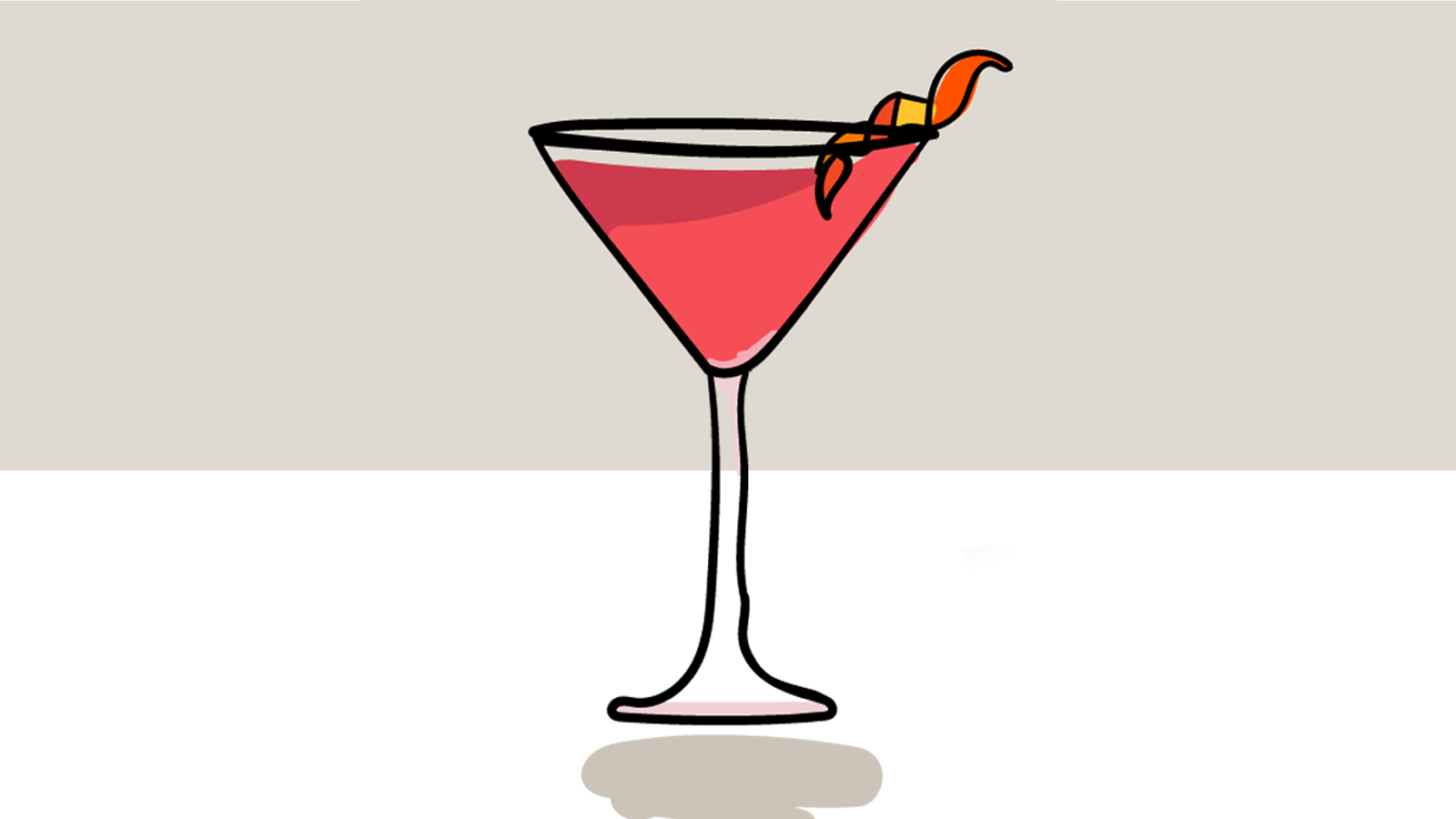 A Cosmorand cocktail with apricot brandy, triple sec, cranberry juice and lime