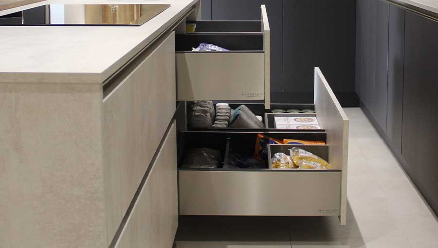 Extra wide, extra deep drawers in a modern kitchen
