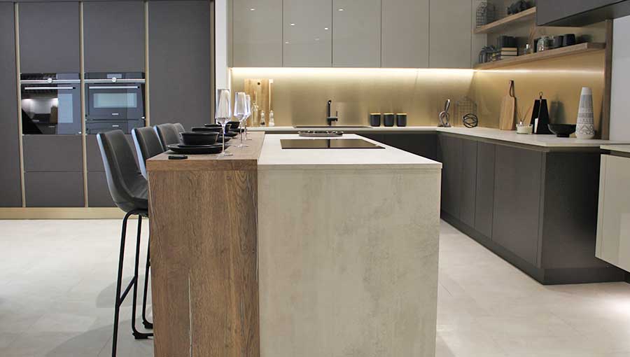 Modern luxury kitchen display with luxury laminate worktops