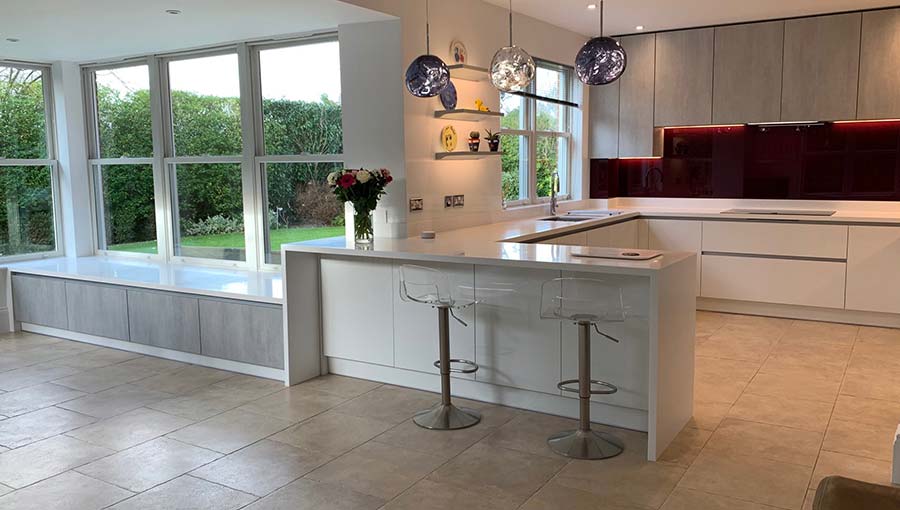 Modern open plan kitchen in Esher