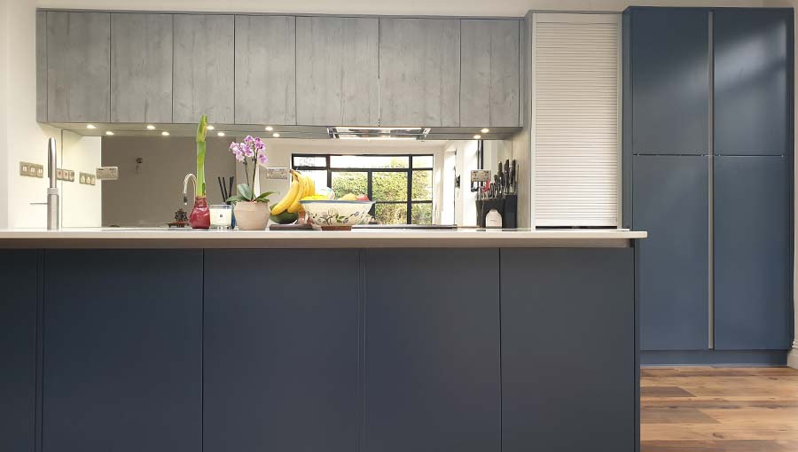 Two tone modern kitchen in Esher