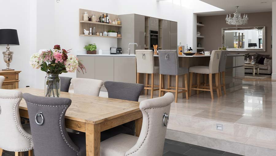 Modern open plan kitchen in Cardiff