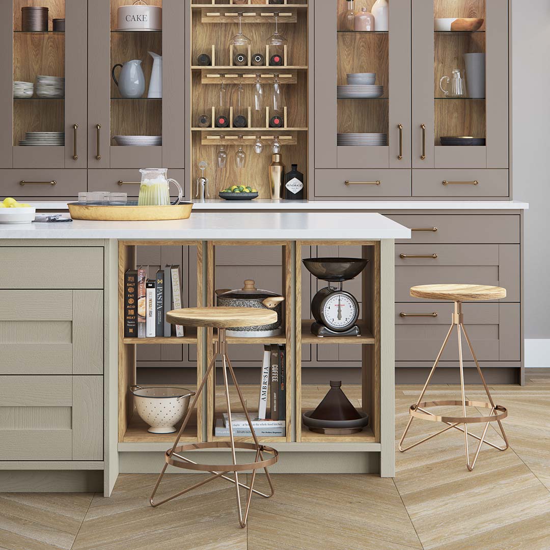 Peninsula Open Shelving by Sigma 3 Kitchens