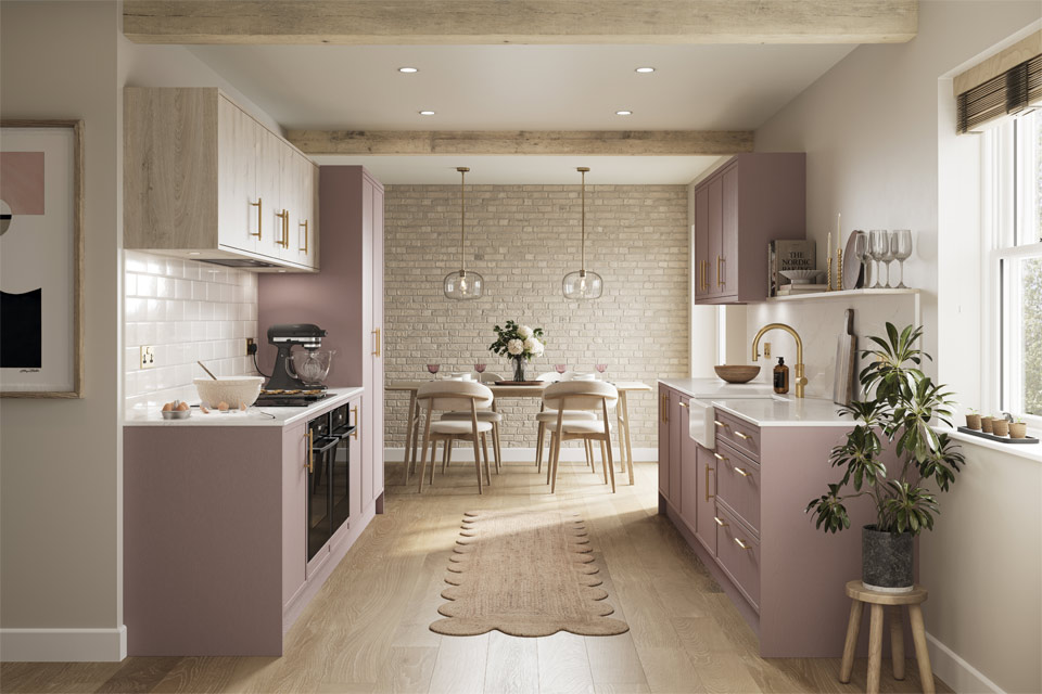 Oslo pink micro Shaker kitchen