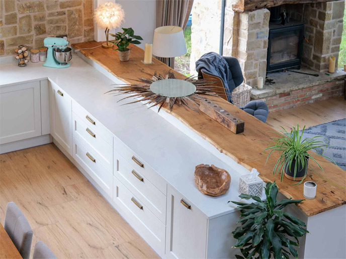 Kitchen configuration ideas showcasing a large kitchen peninsula