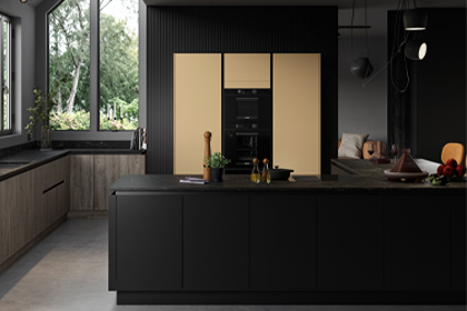 Black handleless kitchen