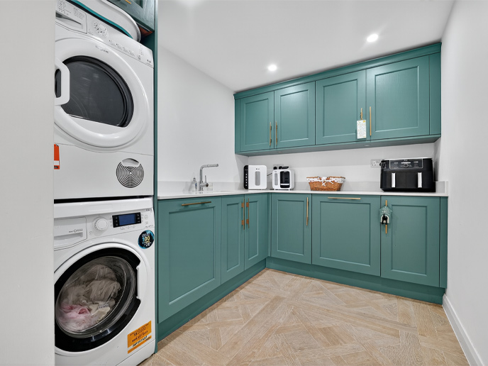 A kitchen extension remodelled to include a utility room area