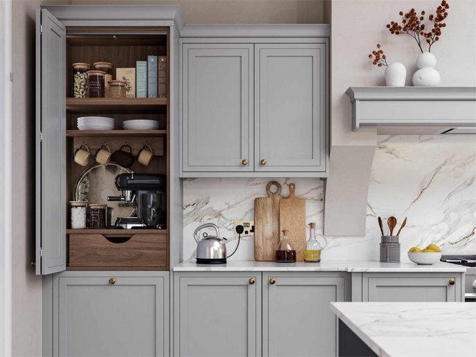 A high-end traditional kitchen with in-frame luxury traditional kitchen doors