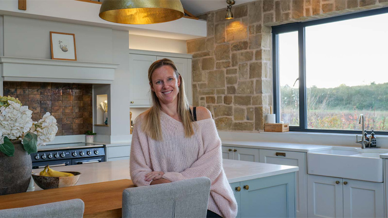 A barn-conversion kitchen with Anna who discussed her kitchen feature wall