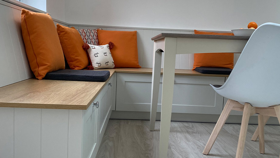 Bench seating in a small kitchen