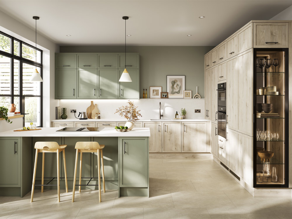 Soho Shaker kitchen range with peninsula island