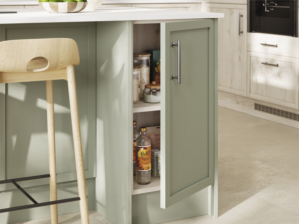 Soho skinny Shaker kitchen unit with open door