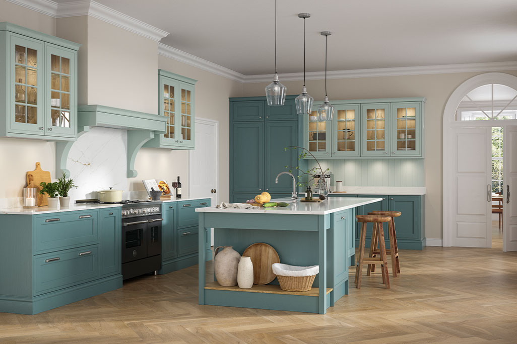 Hawksmoor Inframe Effect Traditional Kitchen in Sea Salt and Beach House