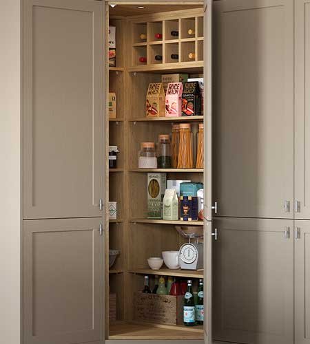 Corner pantry storage in a traditional kitchen