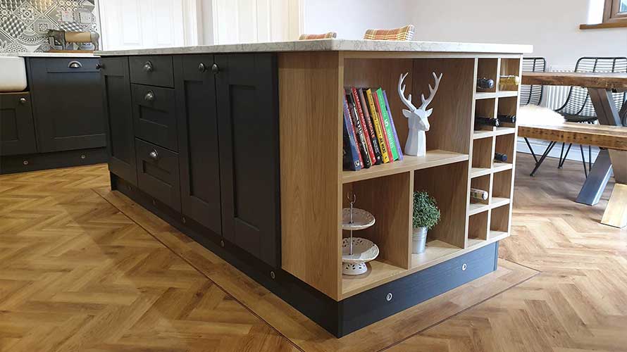 Open shelving in a traditional kitchen in Abergavenny