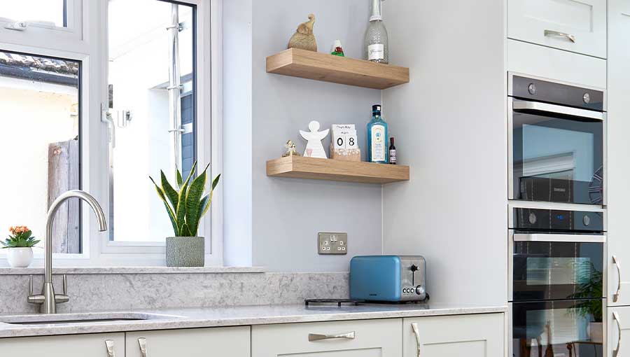 Open shelving in a traditional kitchen