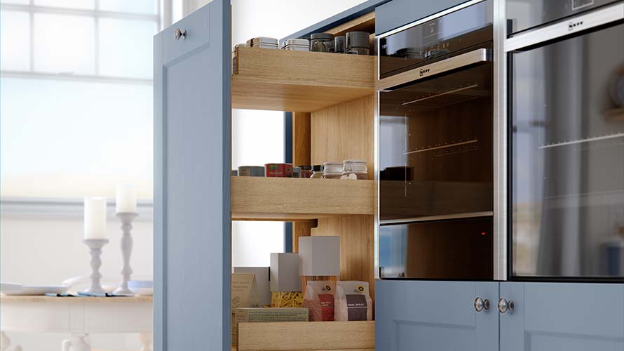 Traditional kitchen pull out storage