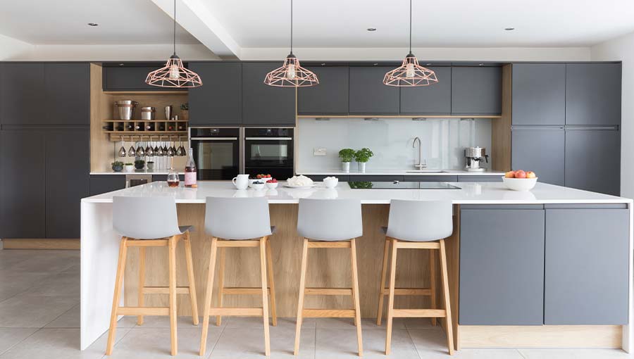 Two tone modern kitchen in Cardiff